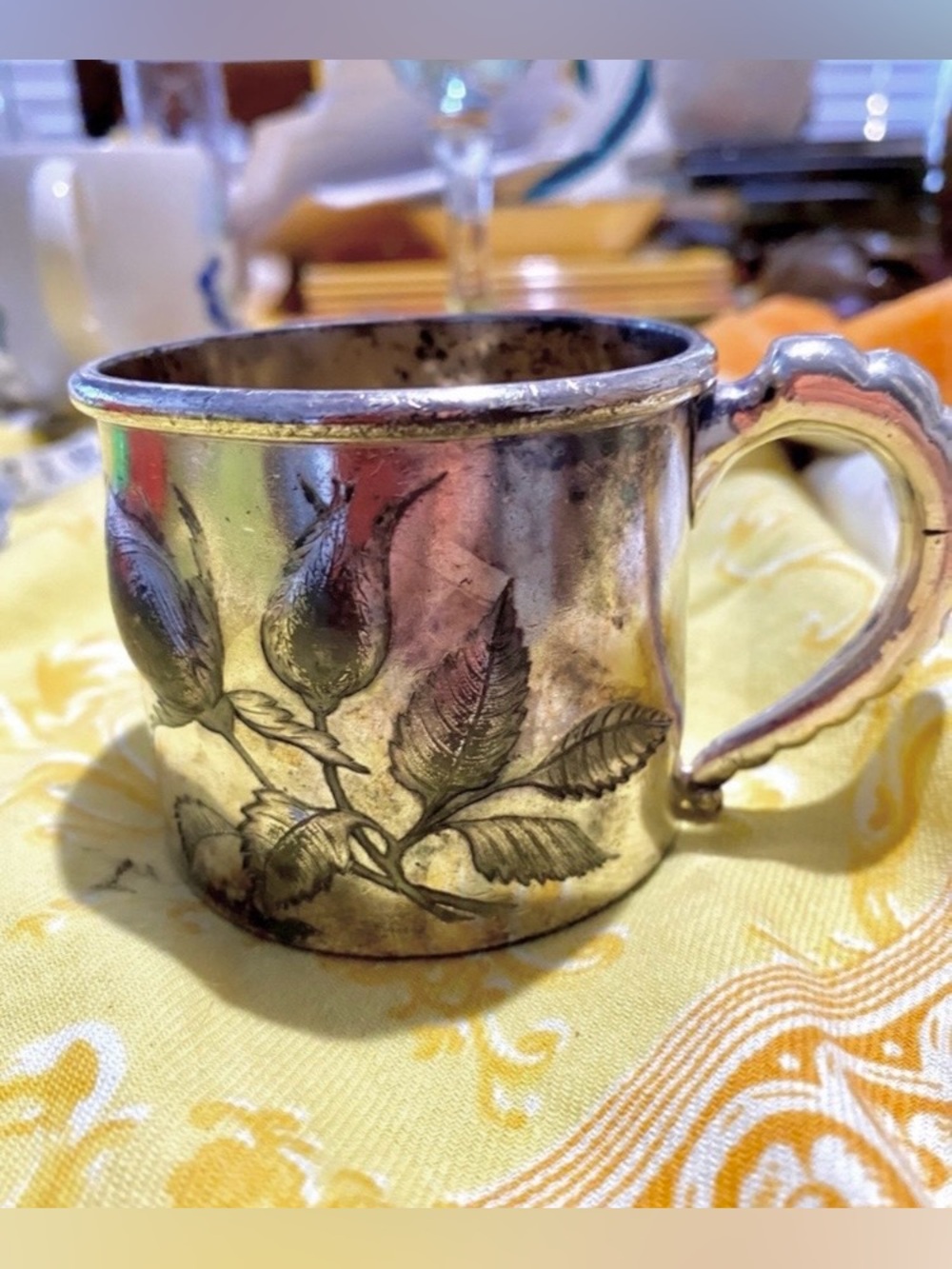 Antique 1890s Child’s Cup from  Meridian Quadruple Silverplate Co, Meridian CT.